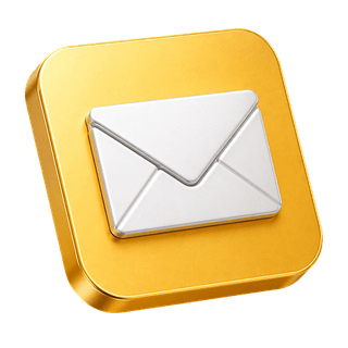 Ícono 3D de sobre de correo como elemento decorativo en la página de contacto