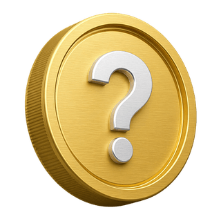 Elemento decorativo de una moneda de oro 3D con signo de pregunta en la página de preguntas frecuentes